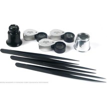 15X 10X 7X Eye Loupe Magnifiers &amp; Tweezers Black Matte Jewelers Tool Kit 8Pcs - £11.34 GBP
