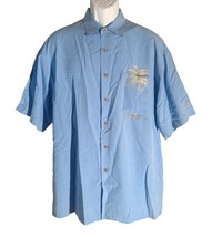 BAMBOO CAY Men&#39;s Short Sleeve Button Down Blue Logo Shirt Large - $7.68