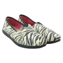 BOBS by Skechers Girls Sparkly Zebra Animal Print Slip On Flats Youth Size 5 - £7.78 GBP