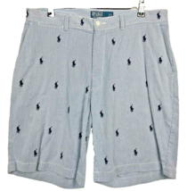 Ralph Lauren Prospect Shorts Size 35 Mens All Over Pony Logo Blue White ... - £36.49 GBP
