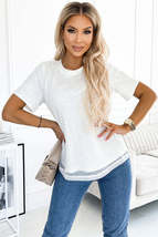 White Sequin Glitter Casual T Shirt - £18.49 GBP+