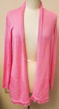 Lilly Pulitzer Noble Fringe Cardigan Size- L Aura Pink - £39.29 GBP