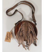 Tony Lama Leather Small Crossbody Round Purse Western Rodeo Horse Hide F... - $39.55