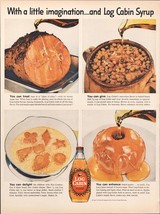 1959 Log Cabin Syrup Vintage Print Ad Glazed Ham Baked Apple Beans Home Cooking - $10.97