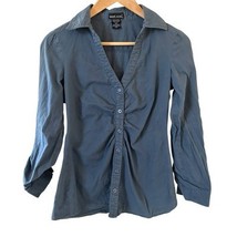 Y2K Wet Seal Womens Shirt Top Size XS V Neck Blue Button Up Preppy Boho ... - $15.99