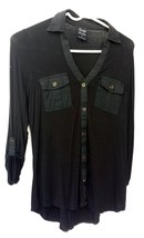 Knapp Studio Blouse Black Button Up Roll Tab Sleeve Women&#39;s Size Small - $14.84