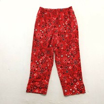 P.G.B Floral Printed Cropped Pants Women&#39;s Size Medium Red Vintage Cotto... - $7.92