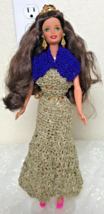 1966 Mattel Princess Barbie Bendable Knees Brown Hair Green Eyes Handmade Dress - $22.53