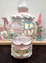 Peppermint &amp; Pine Christmas Cupcake Nutcracker Glass Candy Jar Pastel Pink Decor - £33.70 GBP