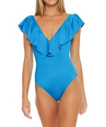 Trina Turk 3011125 Ruffle Off Shoulder One Piece Swim SZ 8 Artic Blue $154 - $887.74 MXN