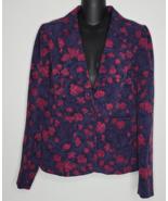 Modcloth Blazer Floral Lined Jacket Womens Size Large Vintage Purple Red - $26.99