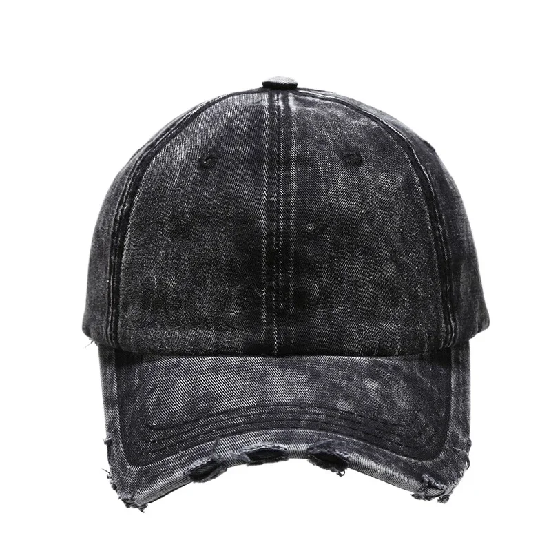Men Women Distressed Jean Hat Unstructured Baseball Caps Washed Denim Plain Six - £13.73 GBP+