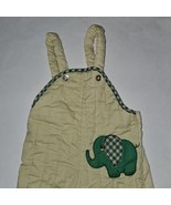 VTG Cee Jee Playwear Quilted Overalls Tan Green Elephant Baby 12 Months - £19.43 GBP