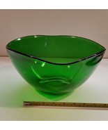 Vintage Large Emerald Green Graceful Square Bowl - £19.54 GBP