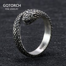 Real 925 Sterling Silver Snake Ring For Women and Men Antique Retro Punk  Gothic - £23.64 GBP