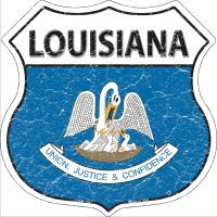 Primary image for Louisiana State Flag Highway Shield Novelty Metal Magnet HSM-126