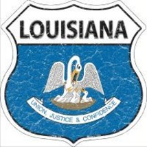 Louisiana State Flag Highway Shield Novelty Metal Magnet HSM-126 - £11.95 GBP