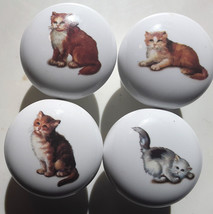 Ceramic Cabinet Knobs W/ 4 Kittens Cat (4) - £17.00 GBP