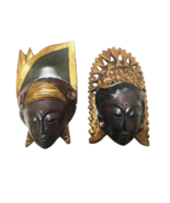 Balinese Man Woman Faces Carved Wood Masks BALI Wall Art Sculpture￼ 7-in... - £65.03 GBP