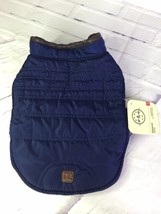 Bond &amp; Co Navy Blue Gray Quilted Reversible Barn Pet Jacket Puppy Dog Size XS - £12.73 GBP