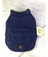 Bond &amp; Co Navy Blue Gray Quilted Reversible Barn Pet Jacket Puppy Dog Si... - £12.58 GBP