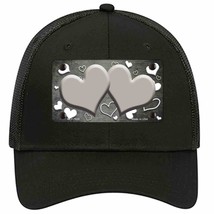 Gray White Love Hearts Oil Rubbed Novelty Black Mesh License Plate Hat - £22.97 GBP