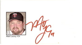 Matt Lecroy Autographed 3x5 Index Card Baseball Signed - £7.65 GBP