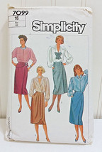 1985 SIMPLICITY Vtg Sewing Pattern 7099 Blouse Shirt Top Wrap Skirt Size... - $18.86