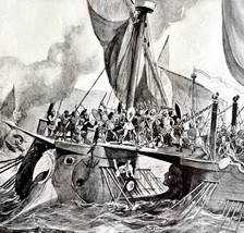 First Roman Naval Victory Carthage Ships 1913 Plate Print 2 Page History... - $750.11 MXN