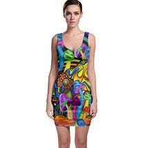 Streetwear Sexy Bodycon Dancing Dress magic mushroom trippy psychedelic hippie  - £23.17 GBP