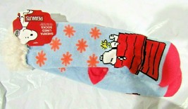 Peanuts Snoopy Gray Sherpa Lined Unisex Non-Slip 1 Size Slipper Socks - £15.17 GBP