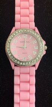 New ladies&#39; Geneva rhinestone bezel silicone pink strap quartz wristwatch - £15.56 GBP