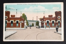 Entrance to Navy Yard Brooklyn Street View New York NY Postcard c1920s - $4.99