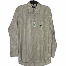 New Haggar Dress Shirt Size 16-16.5 Large Tan White Striped Mens Cotton ... - £13.75 GBP