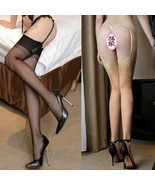 Fashion Destroyed Pantyhose , Cuban Heel + Back Seam Sheer Nylon Long St... - £6.37 GBP
