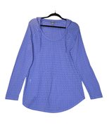 Eddie Bauer Womens XL Knit Pullover Sweater Hoodie Blue Sheer Lightweigh... - $12.36