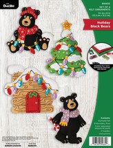 Bucilla Felt Ornaments Applique Kit Set Of 4-Holiday Black Bears - £48.10 GBP