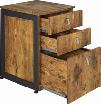 Antique Nutmeg, Gunmetal, And Simple Relax 3-Drawer File Cabinet. - $296.95