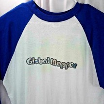 Raglan Baseball Shirt Men Size XL Blue White Global Mapper Augusta Sport... - £7.00 GBP