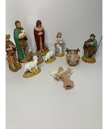 Vintage Atlantic Mold Hand Painted Ceramic 10 Piece Nativity Set - $108.32 CAD