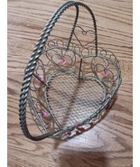 Heart Shape Metal Basket With Dangling Hearts and Beads 6” VTG - $91.04 MXN