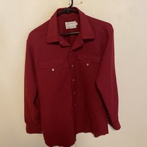 Vtg H Bar C Ranchwear Pearl Snap red  Shirt USA Made Sz L Long Tails - £61.36 GBP