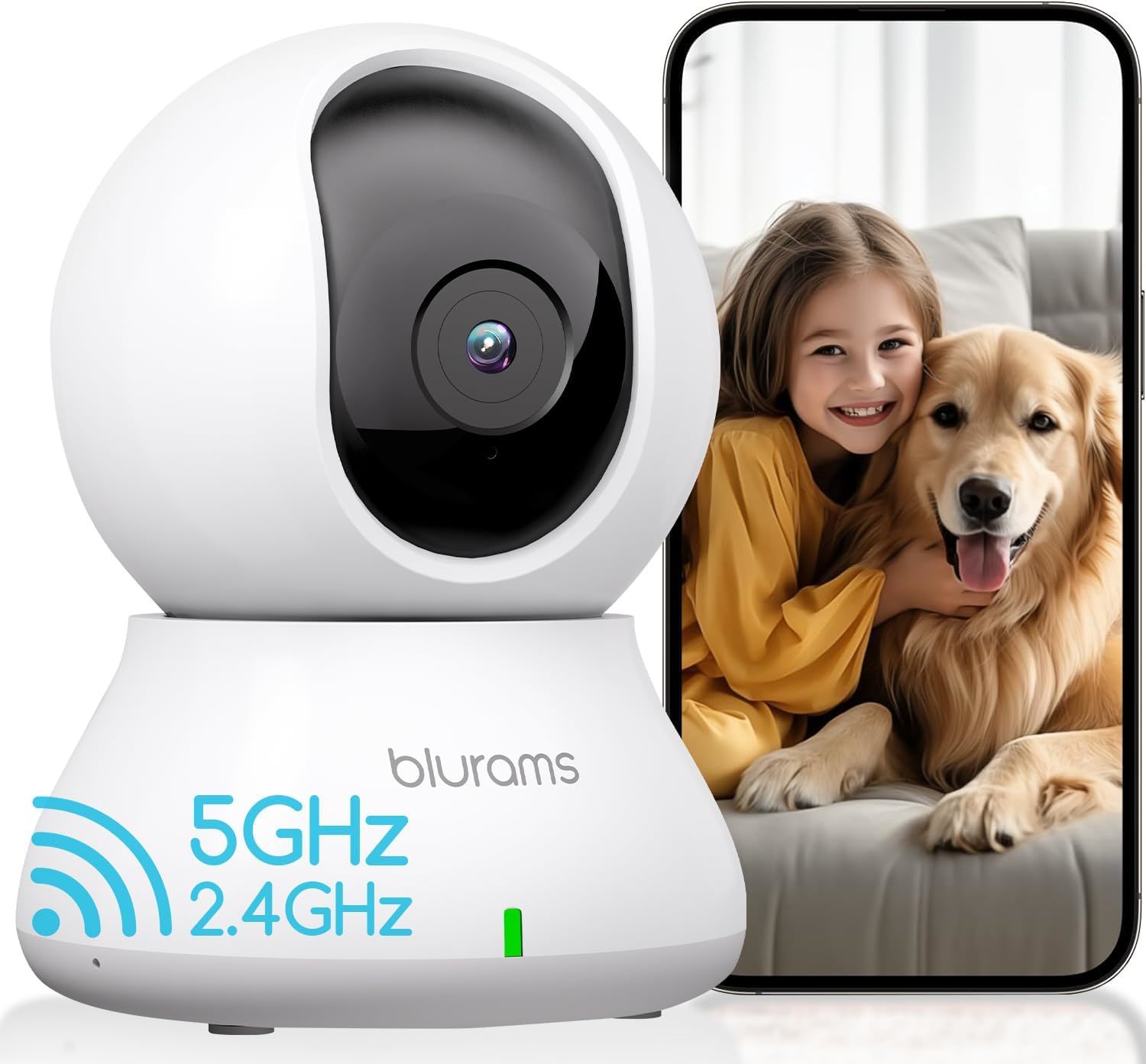 Blurams Indoor Security Camera, 2K Pet Camera, 5Ghz/2.4Ghz Dual-Band,, C... - $46.98