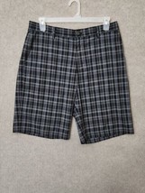 Adidas Golf Shorts Mens 34 Black Gray Plaid Outdoor Sports - $22.64