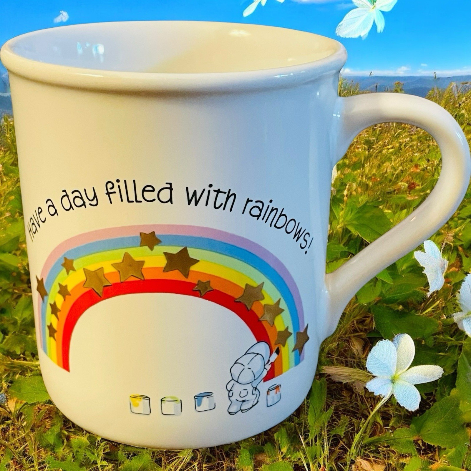 Vtg 1983 Mug Mates Ceramic Coffee Mug Have a Rainbow Day  Hallmark LGBTQ... - $15.87