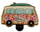 Vintage License Plate Ornament Clip Bless This Ride Hippie Surfer Bus He... - $34.60