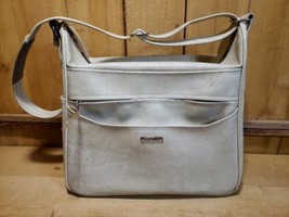 Samsonite Silhouette Luggage Cream Marbled Travel Shoulder Bag Carry On Vintage - $31.67