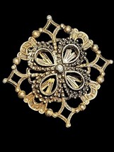 Vintage Antiqued Gold Tone HEDY Snowflake Design Brooch Pin - $23.42