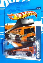 Hot Wheels 2011 City Works #173 Back Slider Orange w Walmart Windshield Banner - £3.89 GBP