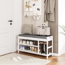 The Entryway Storage Bench With A Hidden Compartment, Bamboo Shoe Bench,... - $102.99